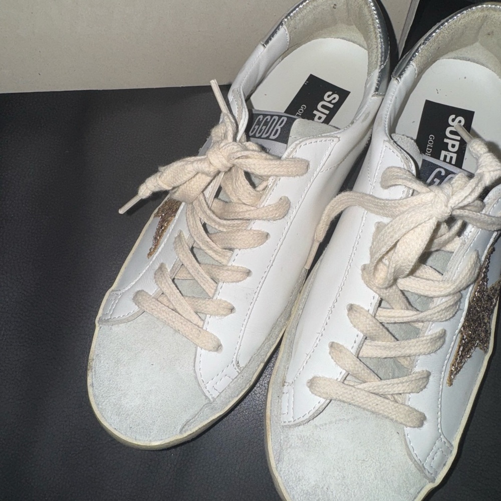 Golden Goose White and Gold Sneakers